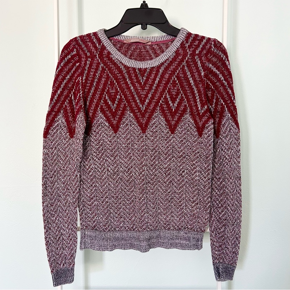 Retro Crewneck Sweater with Metallic Accents